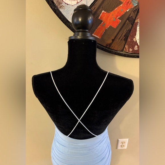 ✨✨Light Blue Ruched Mini Dress - Picture 4 of 5